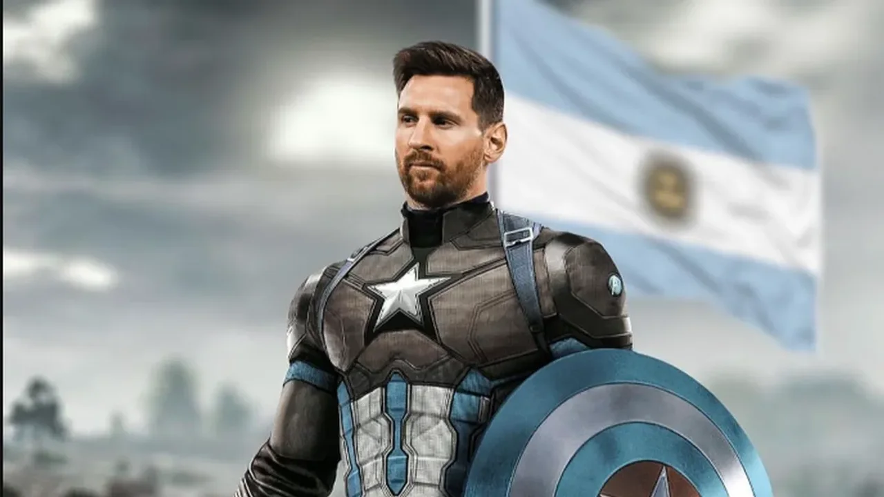 Lionel Messi con la vestimenta del Capitán América