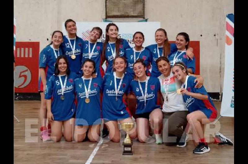 El plantel de cestobol Sub 17 lapridense que obtuvo la medalla de oro.