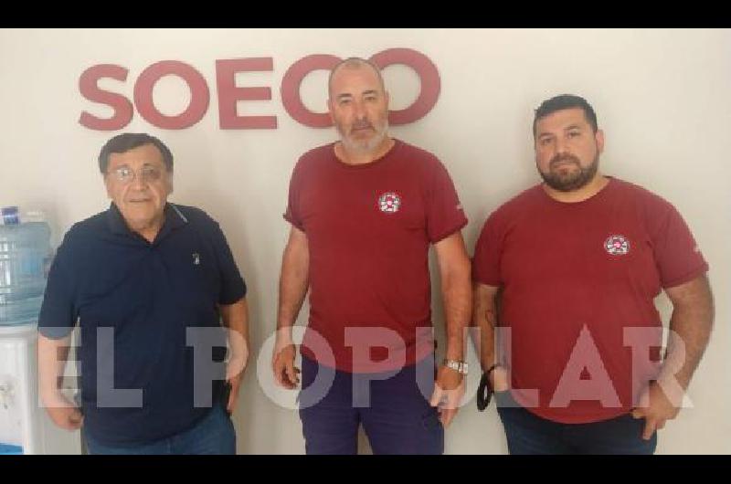 Pedro Garay, Gustavo Bustamante y Javier Damiano, dirigentes del SOECO.