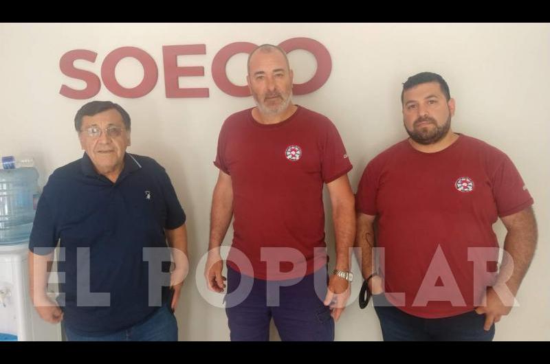 Pedro Garay, Gustavo Bustamante y Javier Damiano, dirigentes del SOECO.
