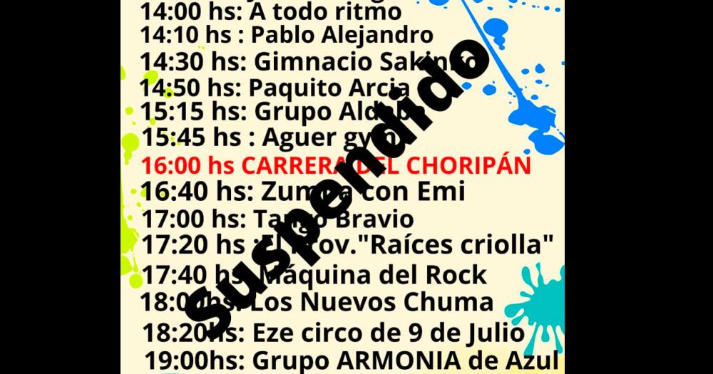 Se suspendió la Fiesta del Choripán Serrano