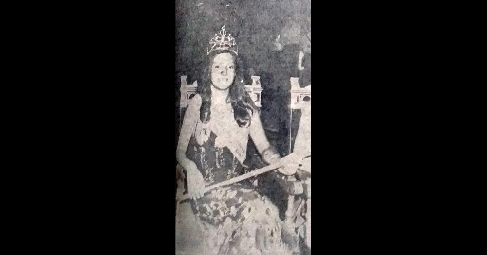 Cristina Beatriz Adradas fue coronada como reina de la Primera Fiesta Nacional del Cemento, en febrero de 1973.
