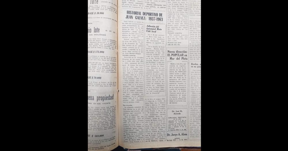 El diario El Popular del 5 de marzo de 1963, con la cobertura del fallecimiento de Juan Gálvez.