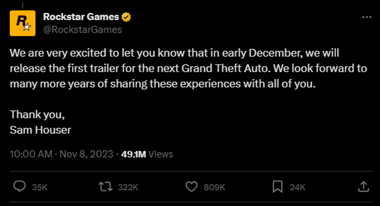 GTA 6: Anuncio oficial y avance confirmados por Rockstar