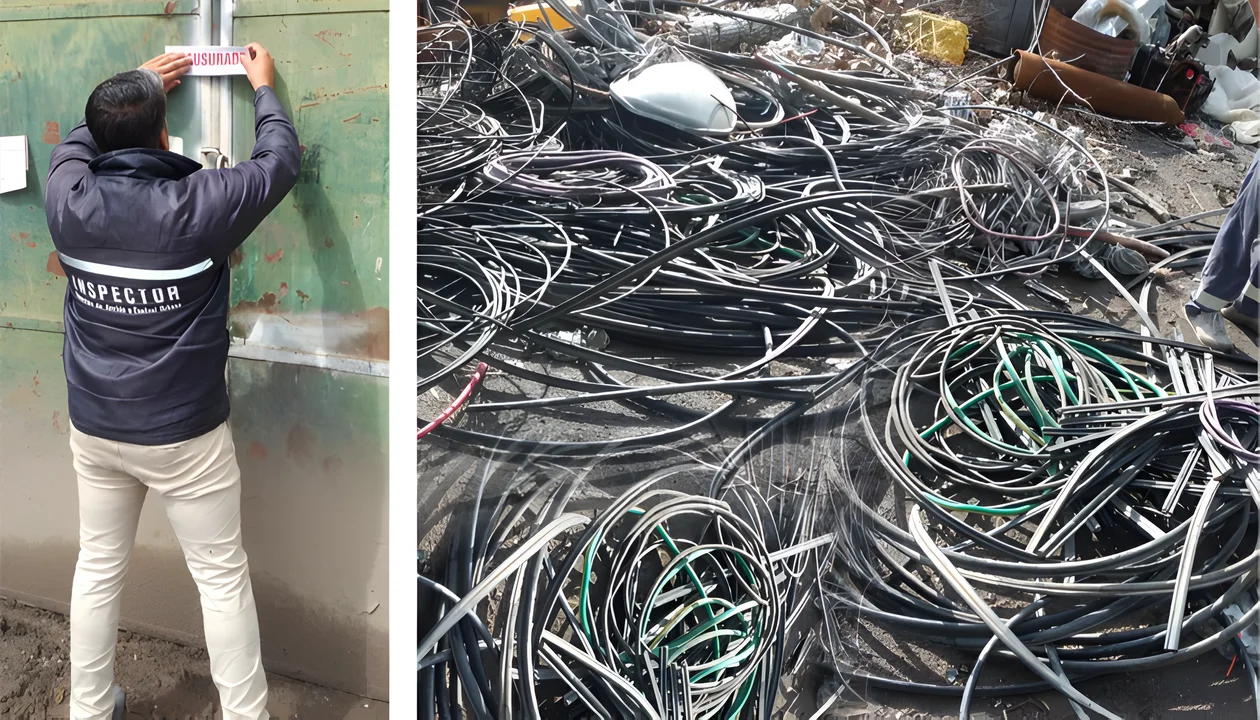Cables secuestrados: implicaciones legales y cierre de local de compra y venta de metales