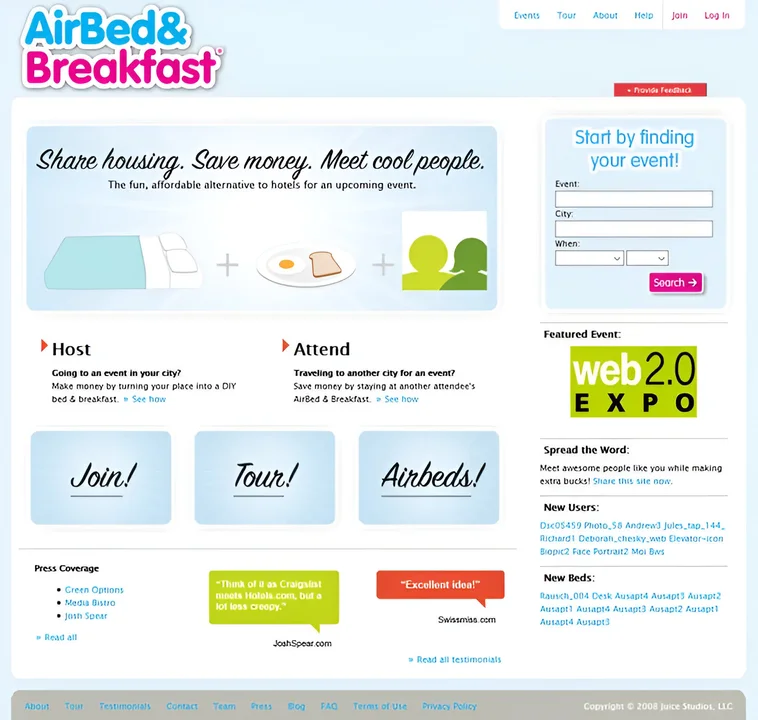 La primera versión de Airbnb
