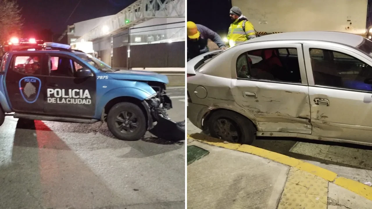 Violento choque entre un auto y un patrullero en Barracas: cinco heridos