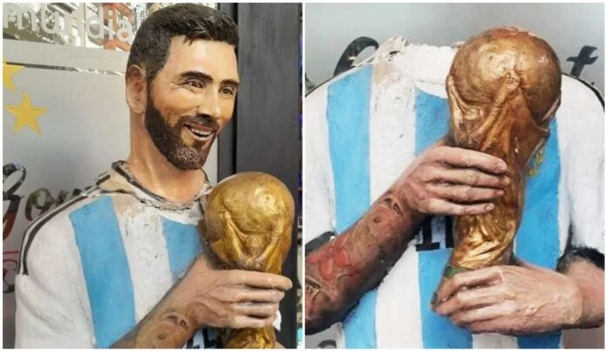 Estupor en Mar del Plata: decapitaron una estatua de Lionel Messi