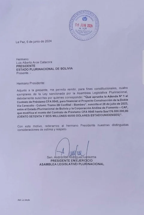 Andrónico Rodríguez remite leyes aprobadas al ejecutivo