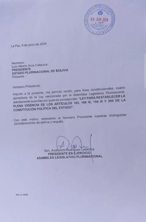 Andrónico Rodríguez remite leyes aprobadas al ejecutivo