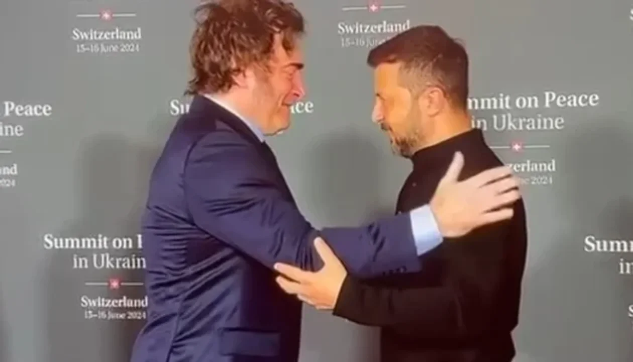 Milei arribó a Suiza para la cumbre por Ucrania: el cálido saludo con Zelenski