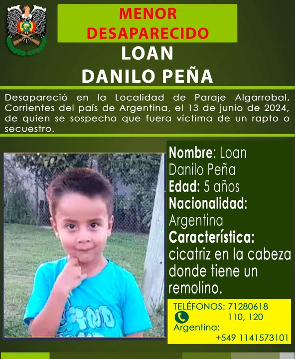 Policia Boliviana Nacional busca a Loan, el nene desaparecido en Argentina.