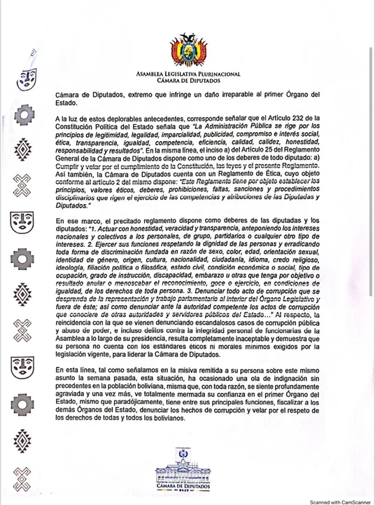 Comunidad Ciudadana exige la renuncia de Israel Huaytari al cargo de presidente de la Cámara de Diputados 
