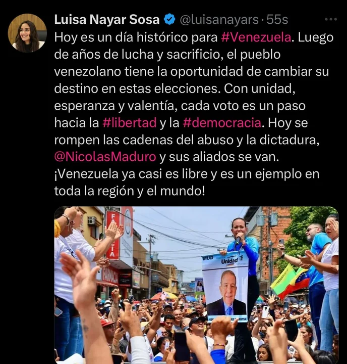 Elecciones en Venezuela: Diputada Luisa Nayar destaca “el día histórico”