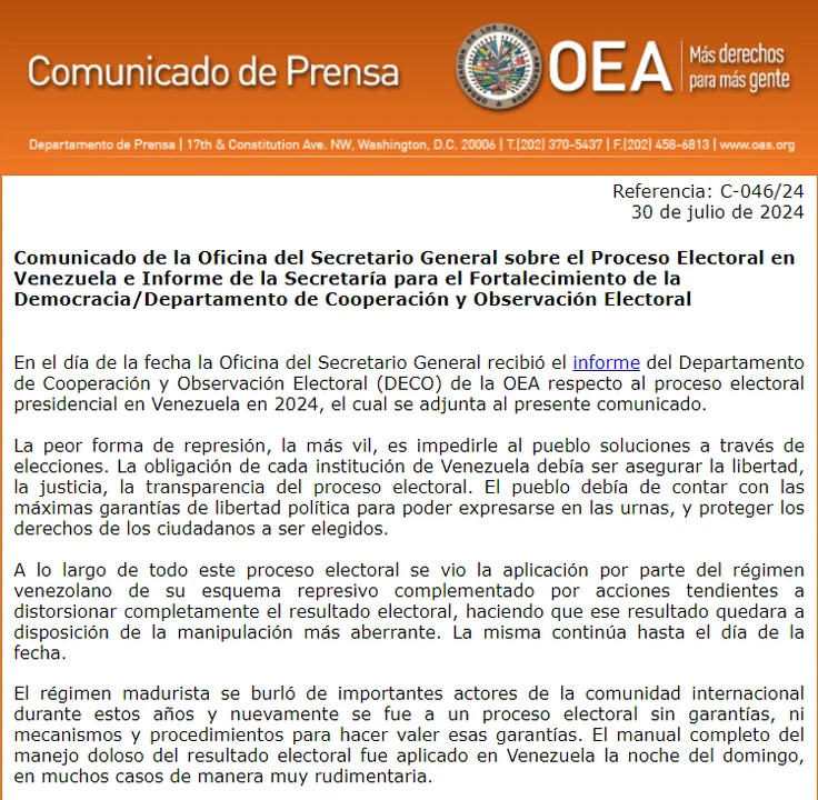 Comunicado OEA