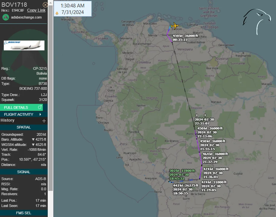 Diputado José Manuel Ormachea denuncia desvío de vuelo a Caracas para apoyar a Maduro