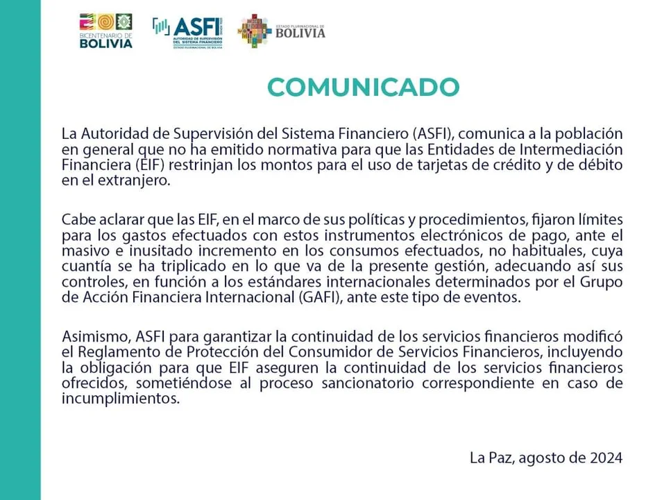 Comunicado de la ASFI
