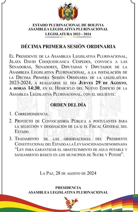 Convocan a Sesión Plenaria en la Asamblea Legislativa para Tratar Selección del Nuevo Fiscal General del Estado
