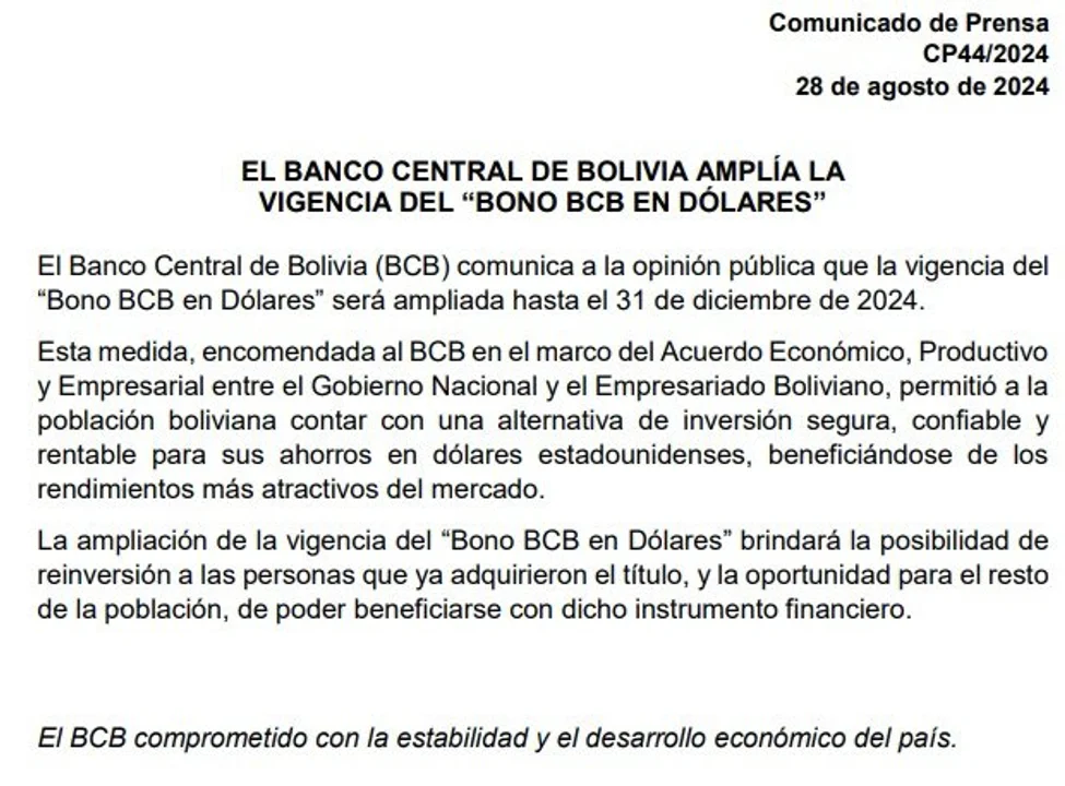 BANCO CENTRAL DE BOLIVIA