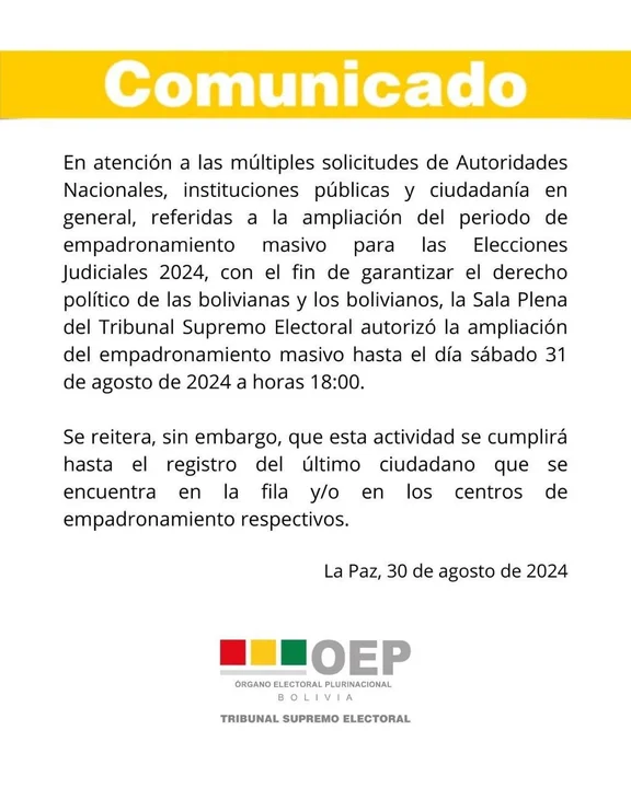 Empadronamiento: Se amplia plazo hasta el 31 de agosto 