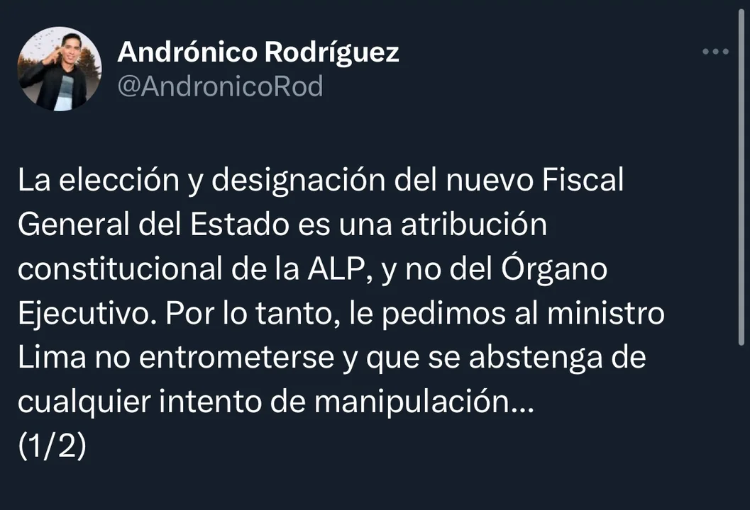 Presidente del Senado advierte sobre la independencia en la elección del nuevo Fiscal General