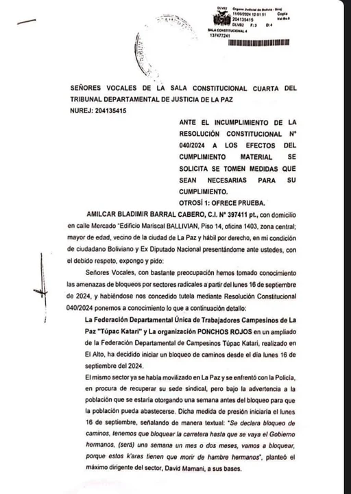 Exdiputado Amílcar Barral gana Acción Popular contra bloqueos