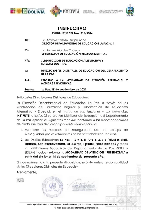 Ministerio de Educación instruye retorno a clases presenciales y refuerza medidas de bioseguridad