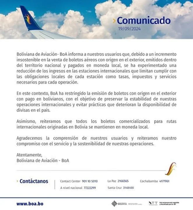Comunicado de BOA
