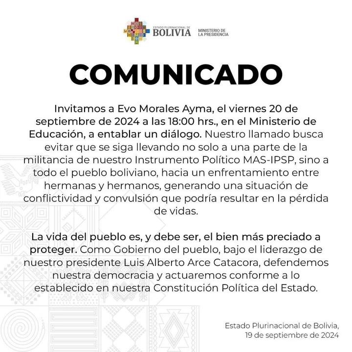 Comunicado Gobierno Nacional