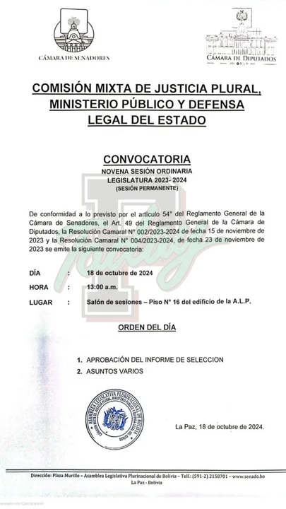 Último: ALP convoca a sesión para elegir al nuevo Fiscal General del Estado