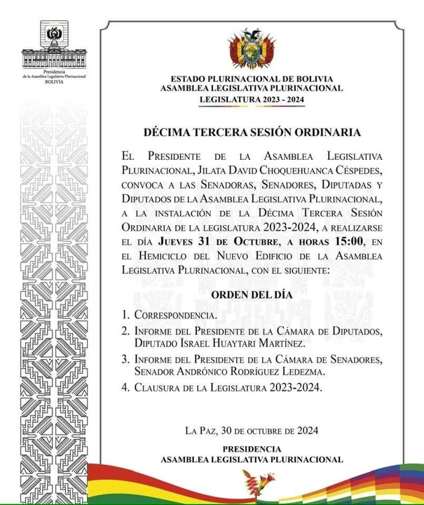 Presidente de la ALP Convoca a Décima Tercera Sesión Ordinaria para este Jueves
