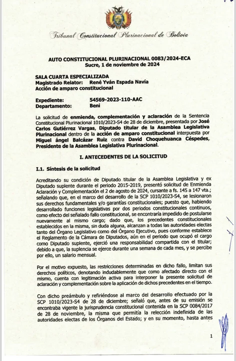 TCP ratifica impedimento para tercer mandato de Evo Morales y otros líderes políticos
