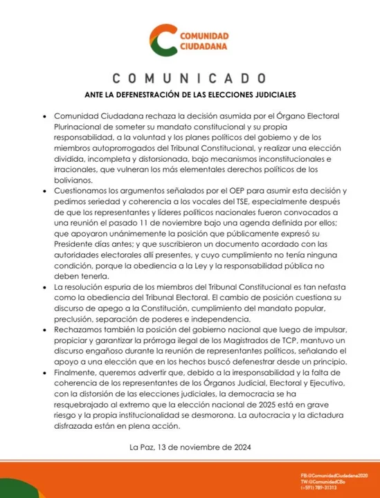 Pronunciamiento Comunidad Ciudadana 