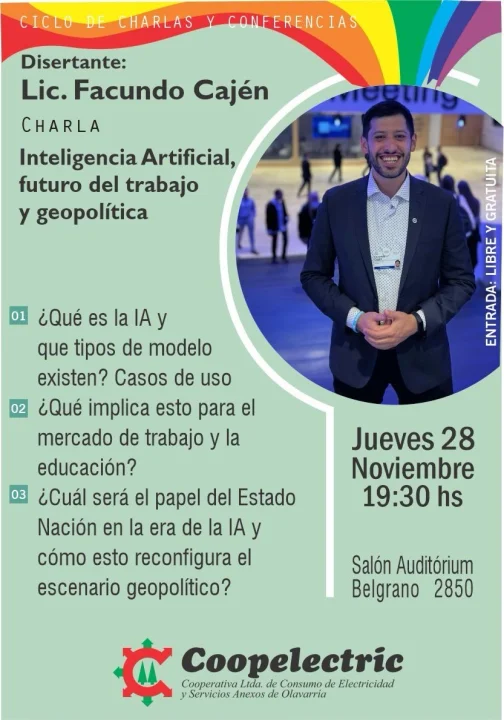 Coopelectric organiza una charla gratuita sobre inteligencia artificial y su impacto global