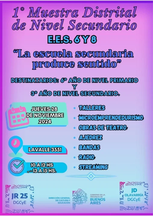 1ª Muestra Distrital de Escuelas Secundarias Públicas en Olavarría: "La secundaria produce sentido"