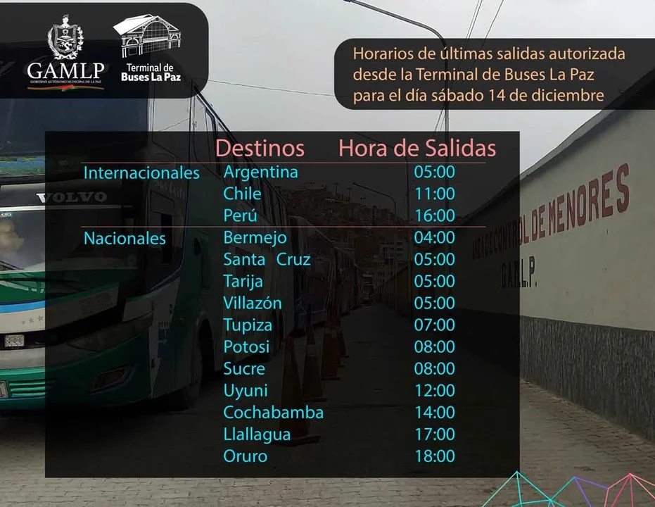 Cierre temporal de la Terminal de Buses de La Paz por elecciones judiciales