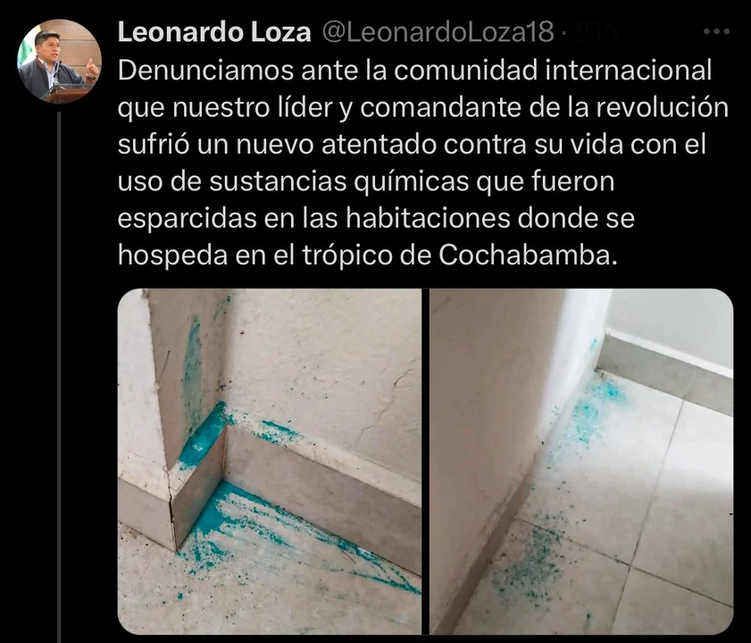 Senador Leonardo Loza denuncia supuesto atentado químico contra Evo Morales en el trópico de Cochabamba