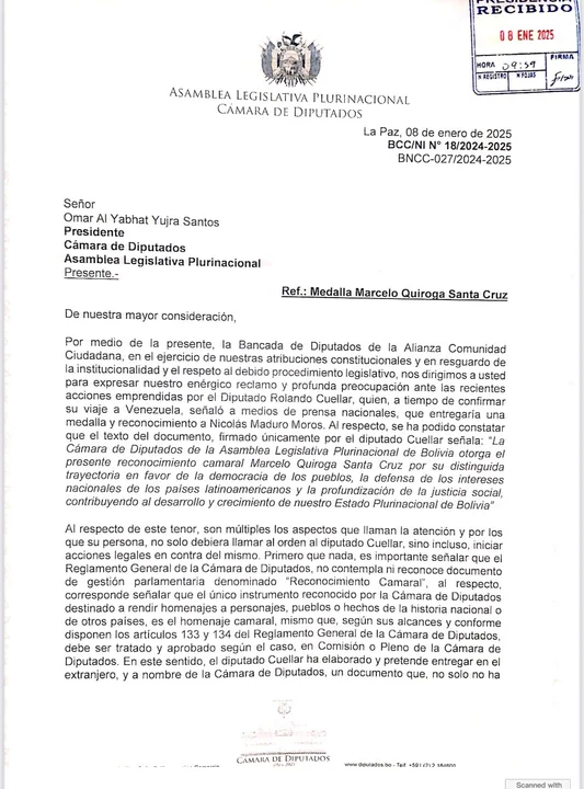 CC denuncia que el diputado Cuéllar intenta otorgar reconocimiento camaral sin sustento legal