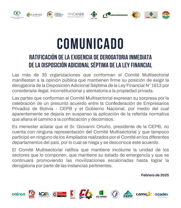 Multisectorial exige derogatoria inmediata de la Disposición Adicional Séptima de la Ley 1613