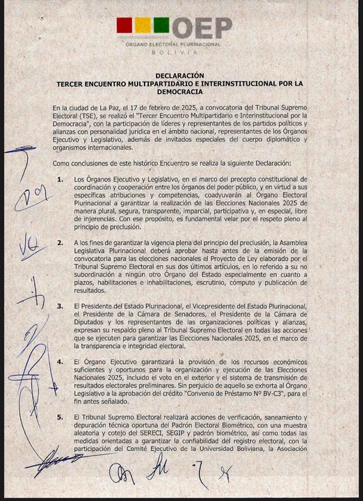 Conclusiones del Tercer Encuentro Multipartidario e Interinstitucional por la Democracia