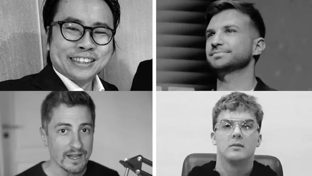Los "critpbros" del escandalo $Libra, Julian Peh, Mauricio Novelli, Manuel Terrones Godoy y Hayden Mark Davis, en una composición fotográfica El País
