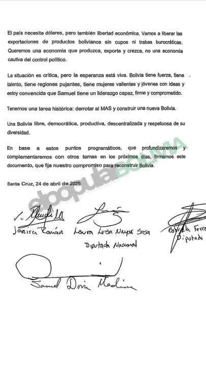 Luisa Nayar anuncia su respaldo a Samuel Doria Medina con una propuesta de reconstrucción nacional