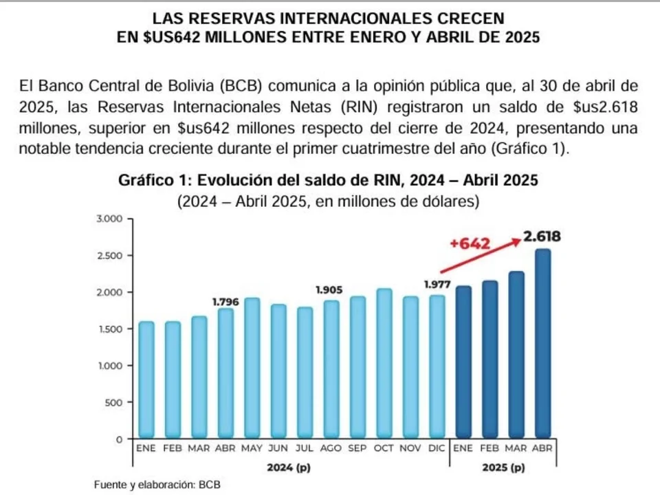 Crecen las reservas y baja la inflación en Bolivia, pero Gonzalo Chávez advierte: “es oro contable y cebolla cara.”