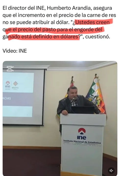 Debate sobre el precio de la carne: el INE niega relación con el dólar y Gonzalo Chávez responde con un análisis técnico e irónico