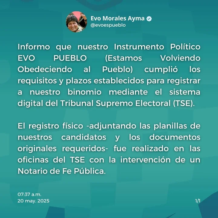 Comunicado de Evo Pueblo